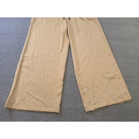 Lauren Ralph Lauren Women's 4P Tan Petite Wide Leg Drawstring Pants - Picture 8 of 10
